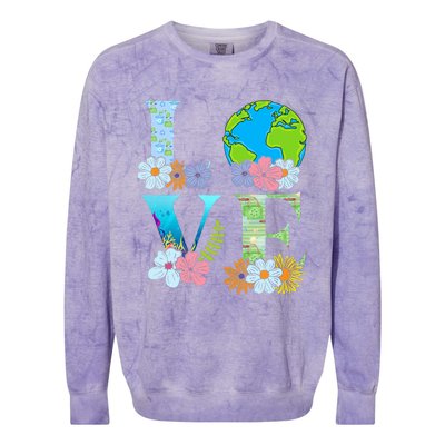 Love World Earth Day 2024 Planet Colorblast Crewneck Sweatshirt