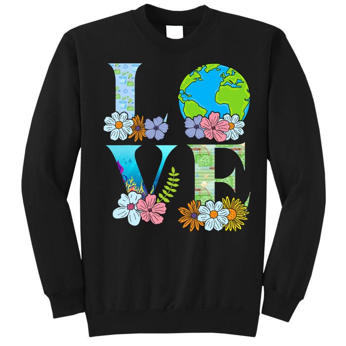 Love World Earth Day 2024 Planet Tall Sweatshirt