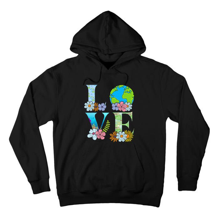 Love World Earth Day 2024 Planet Tall Hoodie