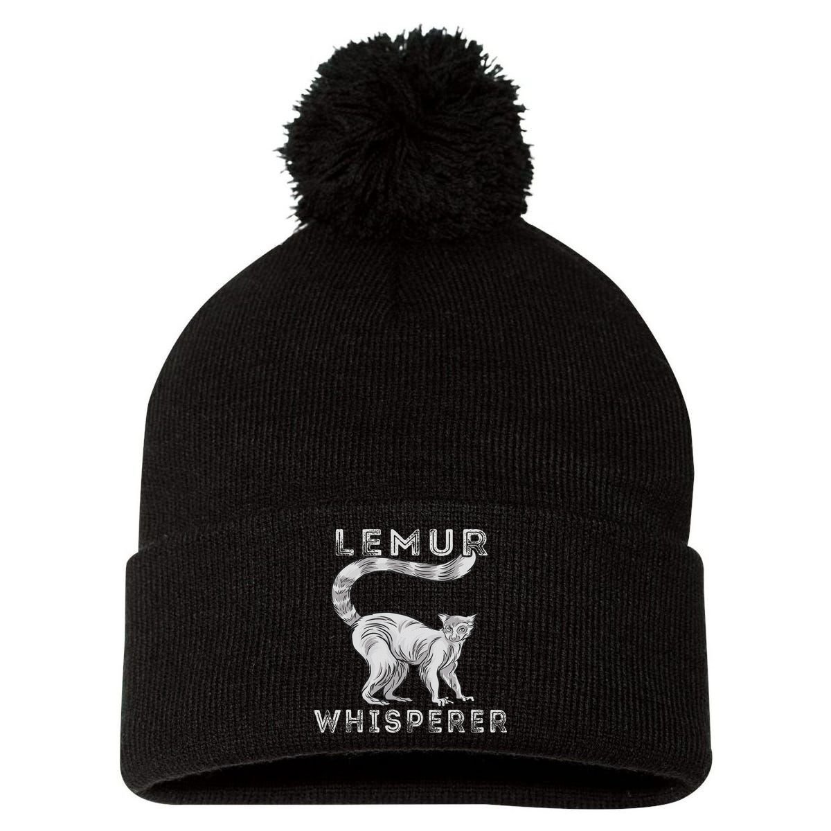 Lemur Whisperer Funny Lemur Lover Lemur Monkey Pom Pom 12in Knit Beanie