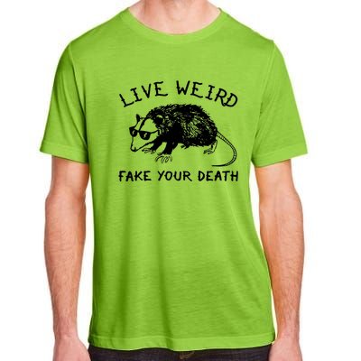 Live Weird Fake Your Death Cool Graphic Awesome Opossum Adult ChromaSoft Performance T-Shirt