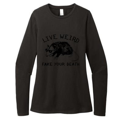 Live Weird Fake Your Death Cool Graphic Awesome Opossum Womens CVC Long Sleeve Shirt