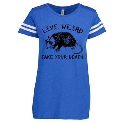 Live Weird Fake Your Death Cool Graphic Awesome Opossum Enza Ladies Jersey Football T-Shirt