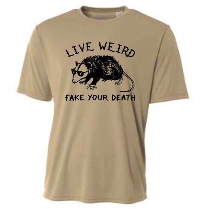 Live Weird Fake Your Death Cool Graphic Awesome Opossum Cooling Performance Crew T-Shirt