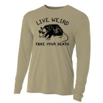 Live Weird Fake Your Death Cool Graphic Awesome Opossum Cooling Performance Long Sleeve Crew