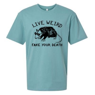 Live Weird Fake Your Death Cool Graphic Awesome Opossum Sueded Cloud Jersey T-Shirt