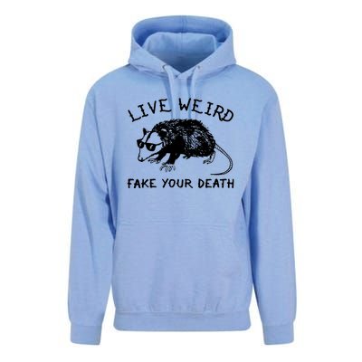 Live Weird Fake Your Death Cool Graphic Awesome Opossum Unisex Surf Hoodie