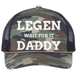 Legen Wait For It Daddy Funny Father's Day Retro Rope Trucker Hat Cap