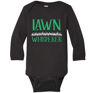 Lawn Whisperer Funny Mowing Landscaping Grass Mower Gardener Baby Long Sleeve Bodysuit