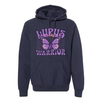 Lupus Warrior Fighter Purple Butterflies Support Flower Premium Hoodie