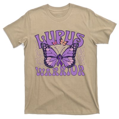 Lupus Warrior Fighter Purple Butterflies Support Flower T-Shirt