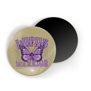 Lupus Warrior Fighter Purple Butterflies Support Flower Magnet