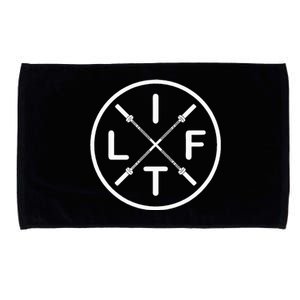 Lift Weightlifting Fitness Barbells Crossed Circle Microfiber Hand Towel