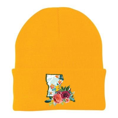 Louisiana Watercolor Flower Knit Cap Winter Beanie