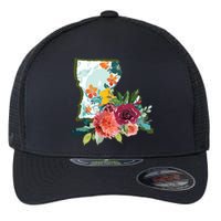 Louisiana Watercolor Flower Flexfit Unipanel Trucker Cap