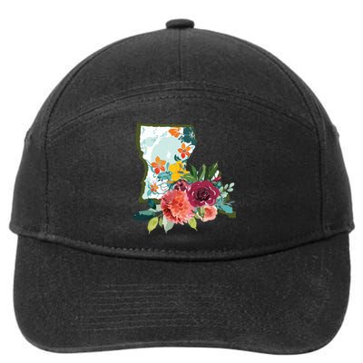 Louisiana Watercolor Flower 7-Panel Snapback Hat