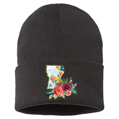 Louisiana Watercolor Flower Sustainable Knit Beanie