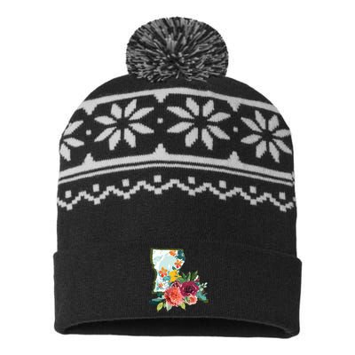 Louisiana Watercolor Flower USA-Made Snowflake Beanie