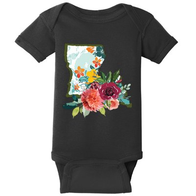 Louisiana Watercolor Flower Baby Bodysuit