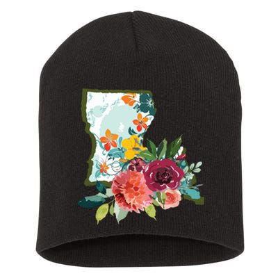 Louisiana Watercolor Flower Short Acrylic Beanie