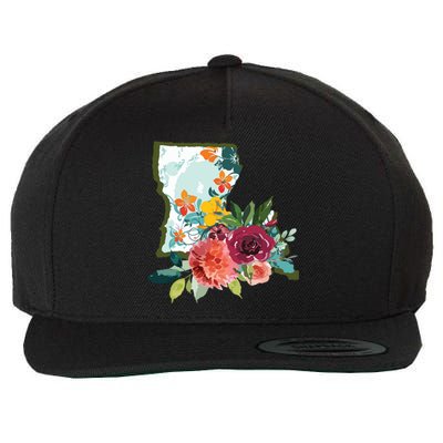 Louisiana Watercolor Flower Wool Snapback Cap