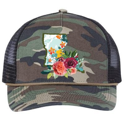 Louisiana Watercolor Flower Retro Rope Trucker Hat Cap