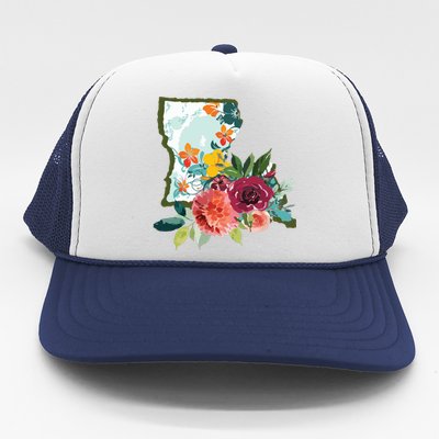 Louisiana Watercolor Flower Trucker Hat