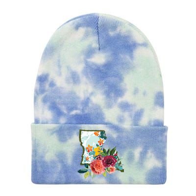 Louisiana Watercolor Flower Tie Dye 12in Knit Beanie