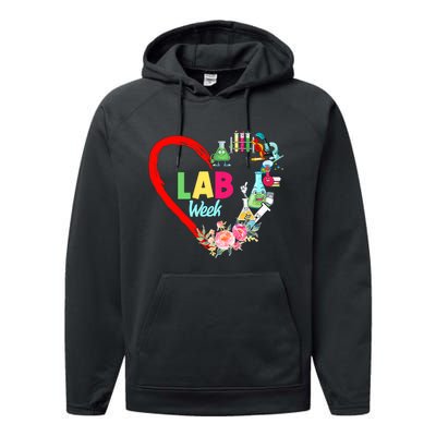 Lab Week Floral Lab Tech Medical Laboratory Hospital Office Lab Week Performance Fleece Hoodie