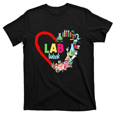 Lab Week Floral Lab Tech Medical Laboratory Hospital Office Lab Week T-Shirt