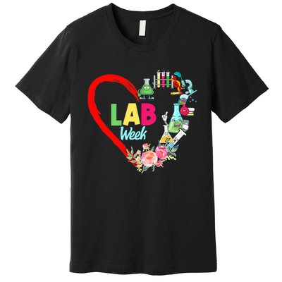 Lab Week Floral Lab Tech Medical Laboratory Hospital Office Lab Week Premium T-Shirt