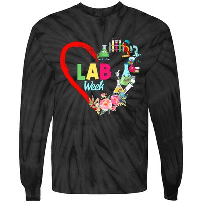 Lab Week Floral Lab Tech Medical Laboratory Hospital Office Lab Week Tie-Dye Long Sleeve Shirt