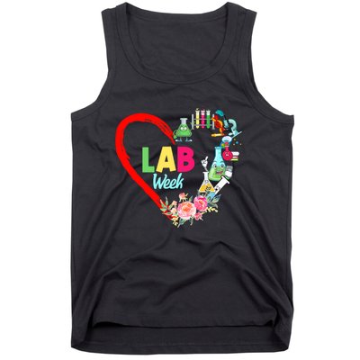 Lab Week Floral Lab Tech Medical Laboratory Hospital Office Lab Week Tank Top