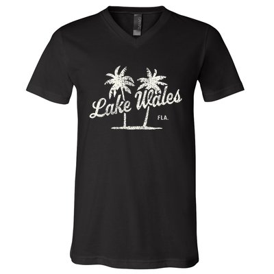 Lake Wales Florida Vintage 70s Palm Trees V-Neck T-Shirt