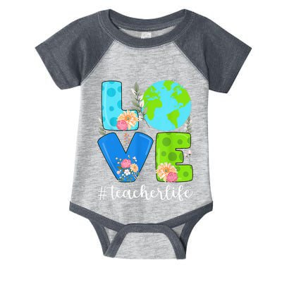 Love World Floral Earth Day Anniversary Teacher Life Infant Baby Jersey Bodysuit