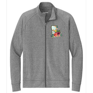 Louisiana Watercolor Flower Stretch Full-Zip Cadet Jacket