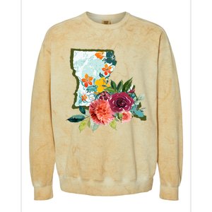 Louisiana Watercolor Flower Colorblast Crewneck Sweatshirt