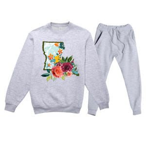 Louisiana Watercolor Flower Premium Crewneck Sweatsuit Set