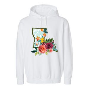 Louisiana Watercolor Flower Garment-Dyed Fleece Hoodie