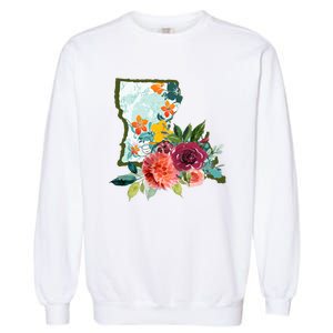 Louisiana Watercolor Flower Garment-Dyed Sweatshirt