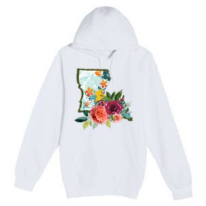 Louisiana Watercolor Flower Premium Pullover Hoodie