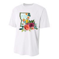 Louisiana Watercolor Flower Performance Sprint T-Shirt