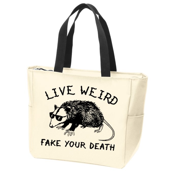 Live Weird Fake Your Death Zip Tote Bag