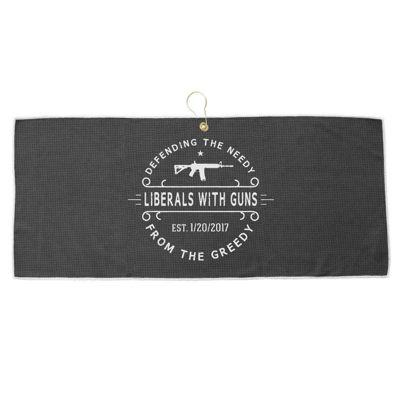Liberals With Guns Large Microfiber Waffle Golf Towel