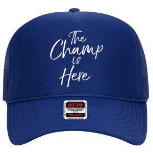 League Winner Gift Fantasy Football Winner The Champ Is Here Gift High Crown Mesh Back Trucker Hat