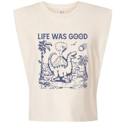 Life Was Good Dinosaur Garment-Dyed Women's Muscle Tee