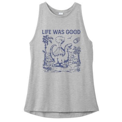 Life Was Good Dinosaur Ladies PosiCharge Tri-Blend Wicking Tank