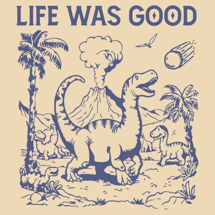 Life Was Good Dinosaur Drawstring Bag