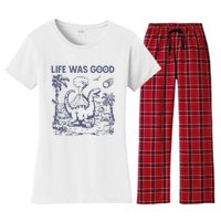 Life Was Good Dinosaur Women's Flannel Pajama Set