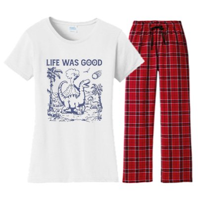 Life Was Good Dinosaur Women's Flannel Pajama Set